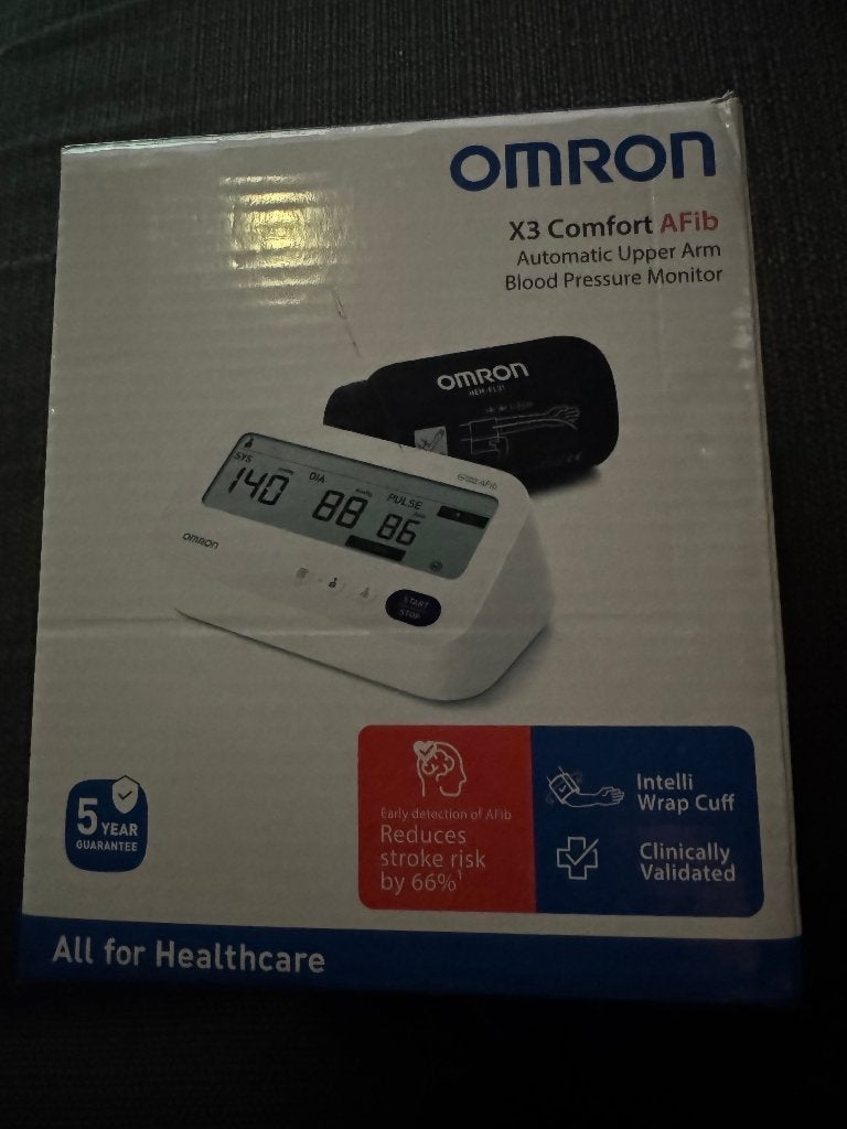 Omron X3 Comfort AFib Bloeddrukmeter met manchet HEM-FL31, Ophalen of Verzenden, Zo goed als nieuw, Overige typen