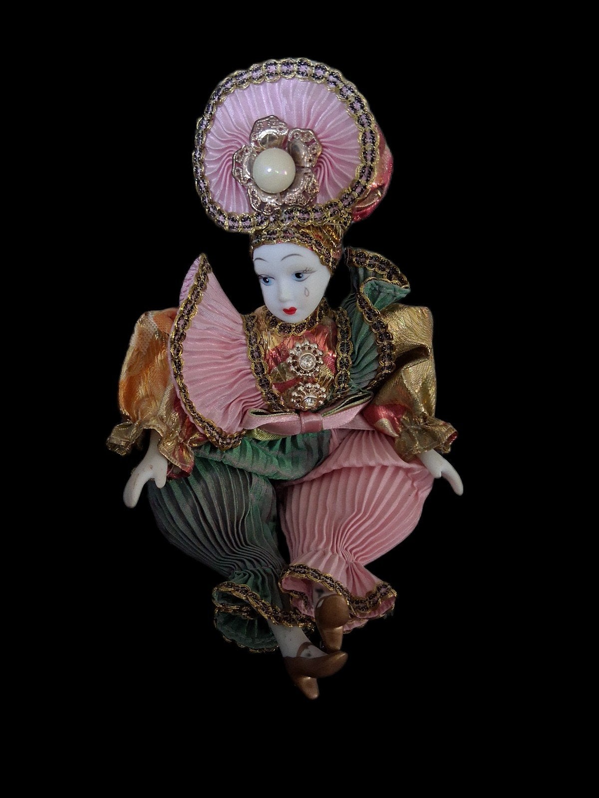 Vintage Porseleinen Harlekijn Pop - Decoratief, Ophalen of Verzenden, Zo goed als nieuw, Pop