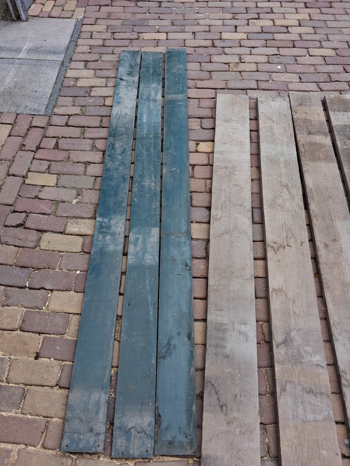 3 Groene planken, Doe-het-zelf en Verbouw, Gebruikt, 25 tot 50 mm, 200 tot 250 cm, Plank