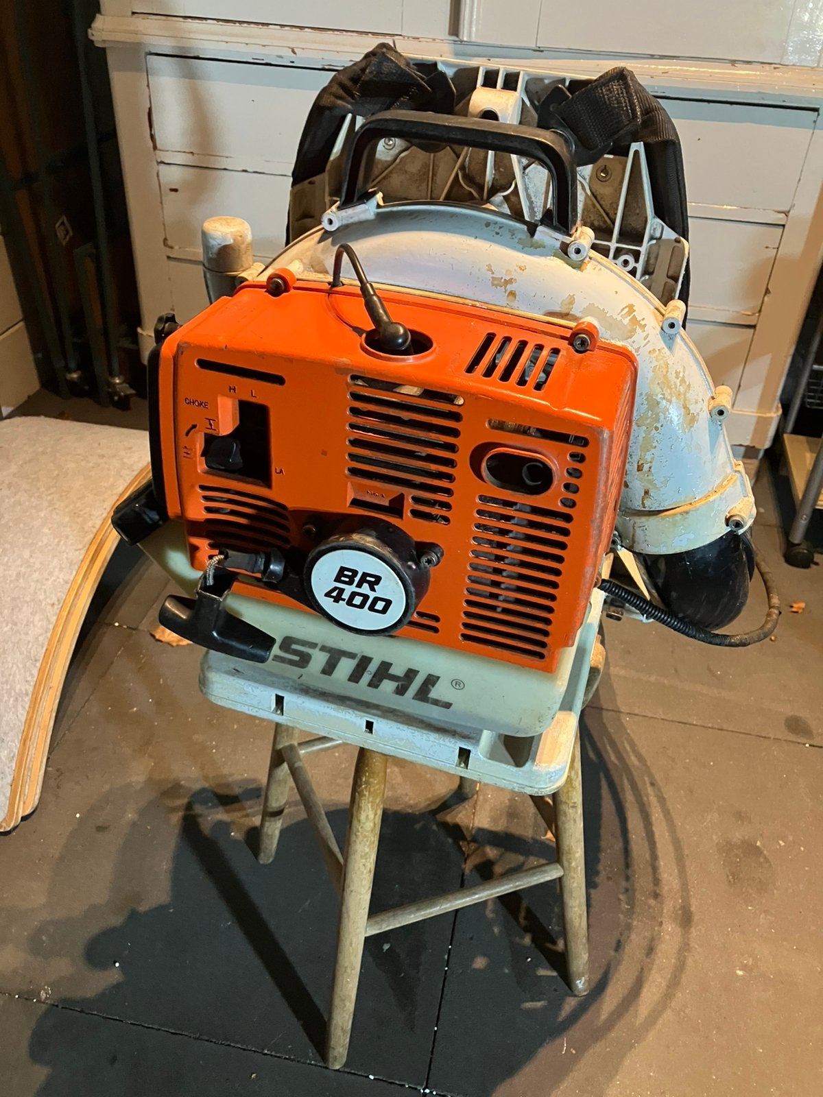 Stihl BR400 bladblazer, Ophalen, Gebruikt, Benzine, Ruggedragen