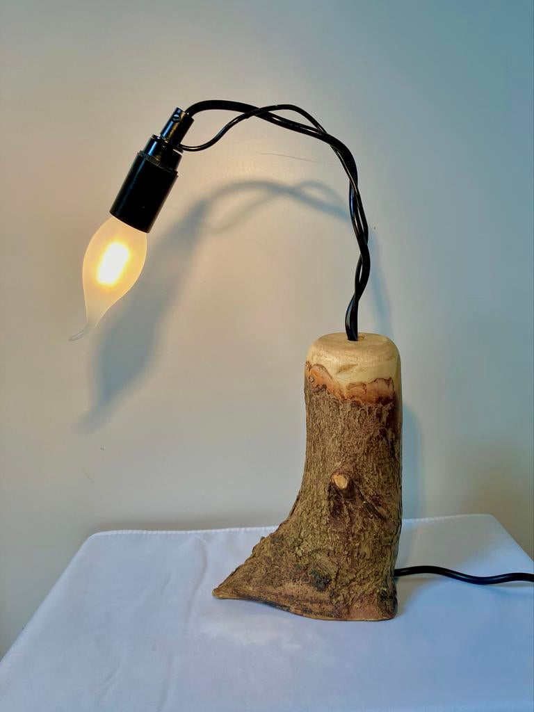 Sfeervolle buigbare lamp op houten stammetje, 35cm hoog, Nieuw, Ophalen of Verzenden, Landelijk, Minder dan 50 cm