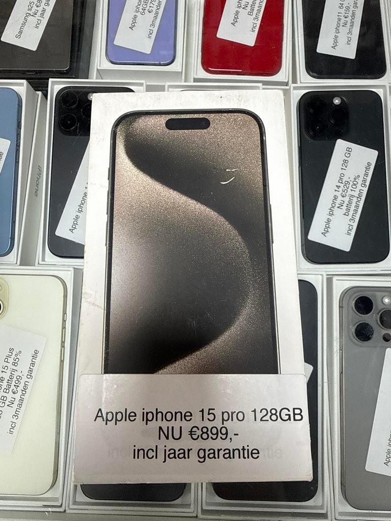 Apple iPhone 15 Pro 128GB Natural - Incl. 1 jaar garantie, Telecommunicatie, Mobiele telefoons | Apple iPhone, Ophalen, 128 GB