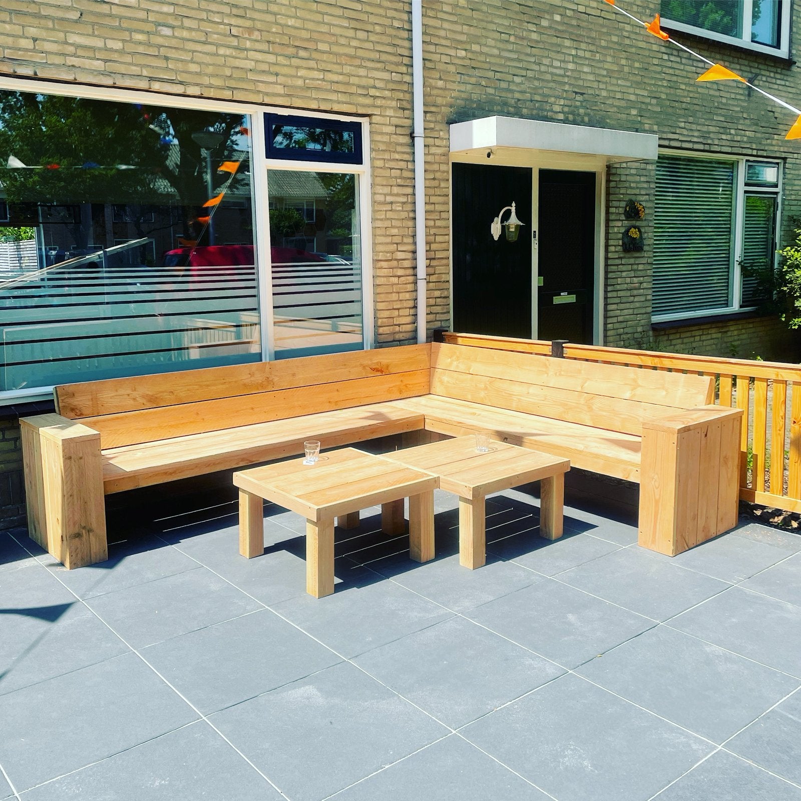 Douglas en steigerhouten lounge banken, Meer dan 8 zitplaatsen, Steigerhout, Nieuw, Ophalen of Verzenden