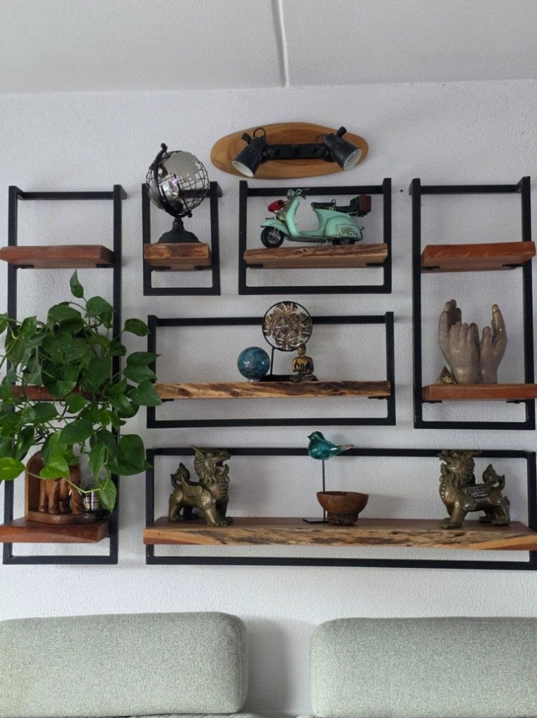Hoyz wandplanken set Edge – Acacia hout & staal (6 stuks), Ophalen, Zo goed als nieuw