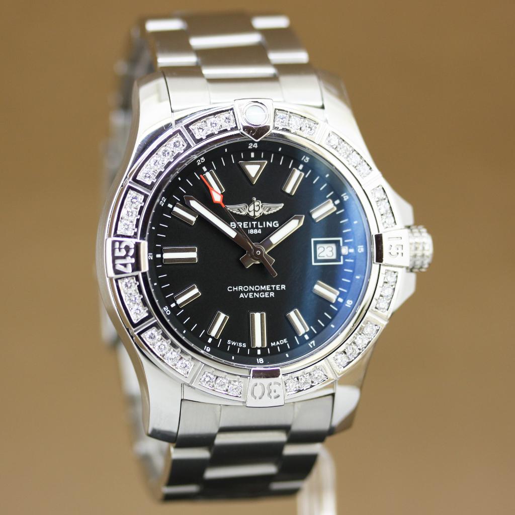 Breitling Avenger Auto 43 Diamant | Full Set, Staal, Gebruikt, Staal, Breitling