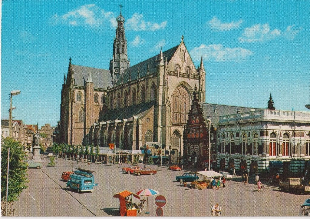 Haarlem, met auto's oa VW BUS T1, Mercedes 190 SL, Ophalen of Verzenden, 1960 tot 1980, Ongelopen, Noord-Holland