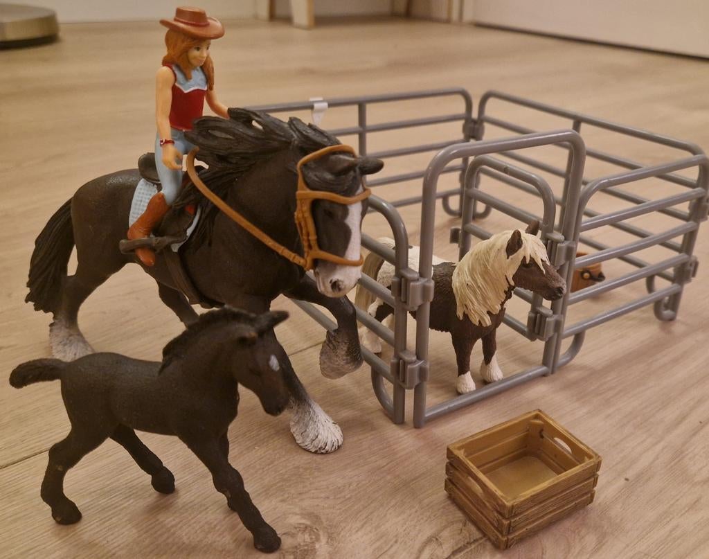 Schleich paarden paddock met ruiter en paarden, Ophalen