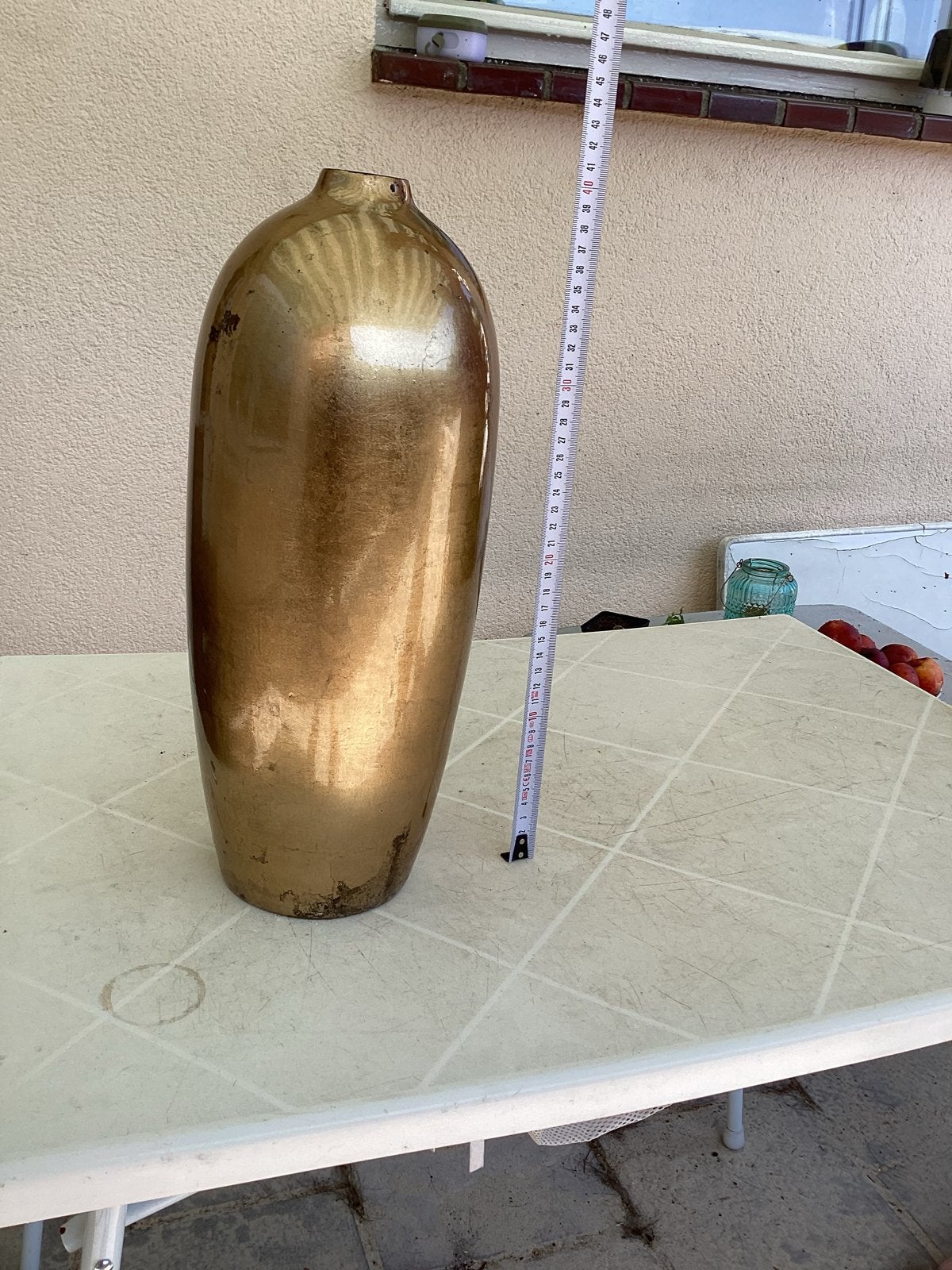 Grote gouden vaas - 39 cm hoog, Antiek en Kunst, Antiek | Vazen, Ophalen of Verzenden