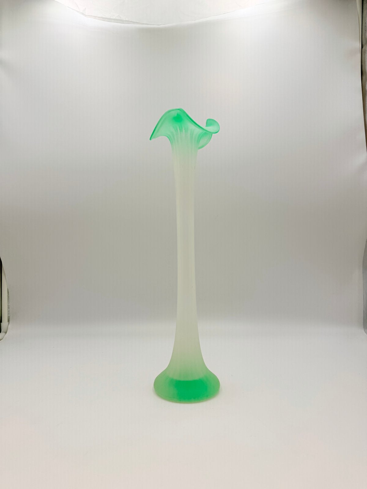 Murano Vaas 40,5cm Hoog - IJs Groen Glas, Ophalen of Verzenden