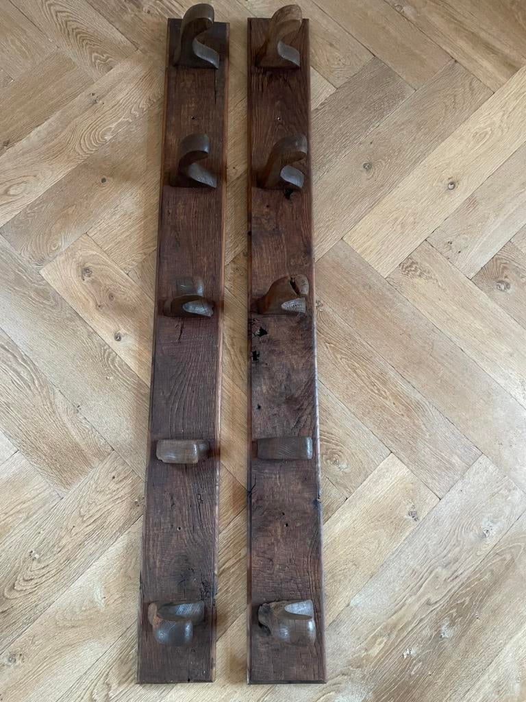 Twee brocante houten kapstokken., Gebruikt, Minder dan 100 cm, Hout, Ophalen