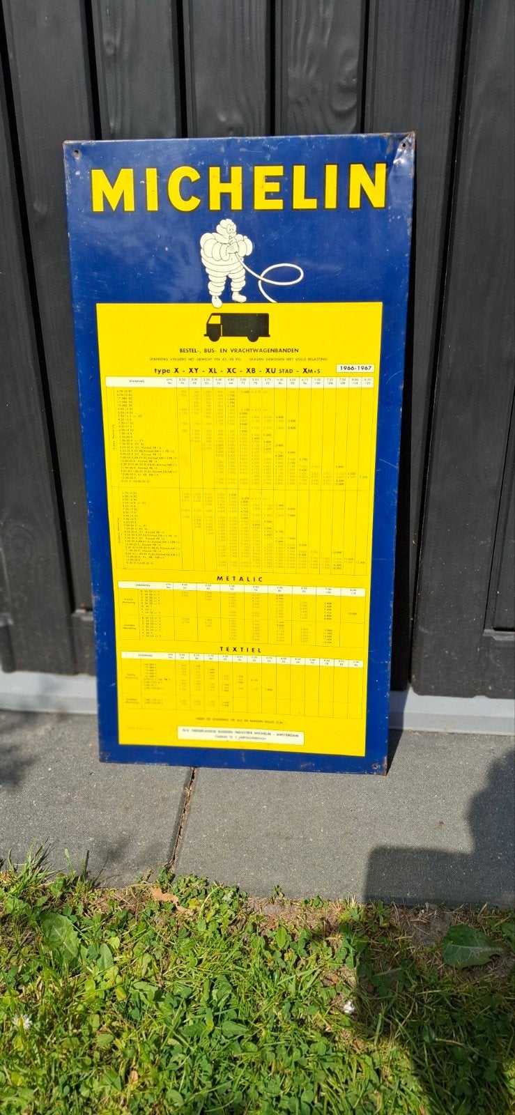 Michelin banden bord 1966 1967, Ophalen of Verzenden, Gebruikt, Overige typen