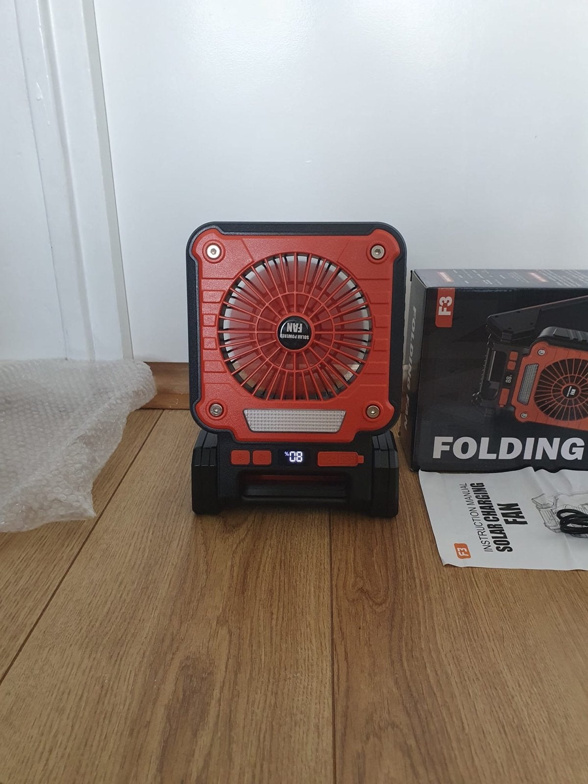 Draagbare opvouwbare ventilator met zonne-energie en LED, Ophalen of Verzenden, Nieuw, Tafelventilator