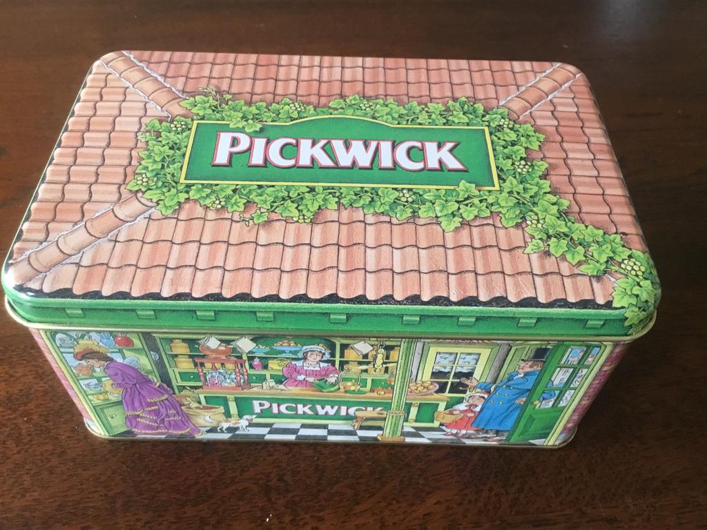 Pickwick, theeblik, bewaarblik, Verzamelen, Blikken, Ophalen of Verzenden, Zo goed als nieuw, Thee, Douwe Egberts