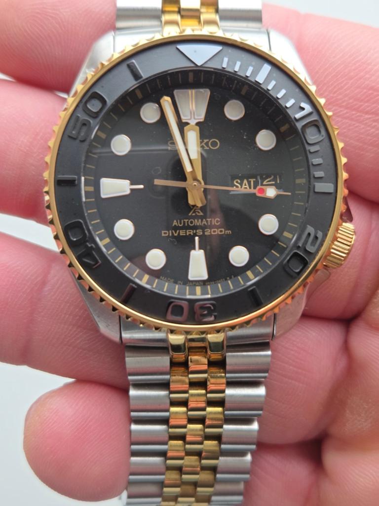 Custom Seiko SKX007 ombouw Mod Modified OEM onderdelen, Staal, Polshorloge, Ophalen of Verzenden, Zo goed als nieuw