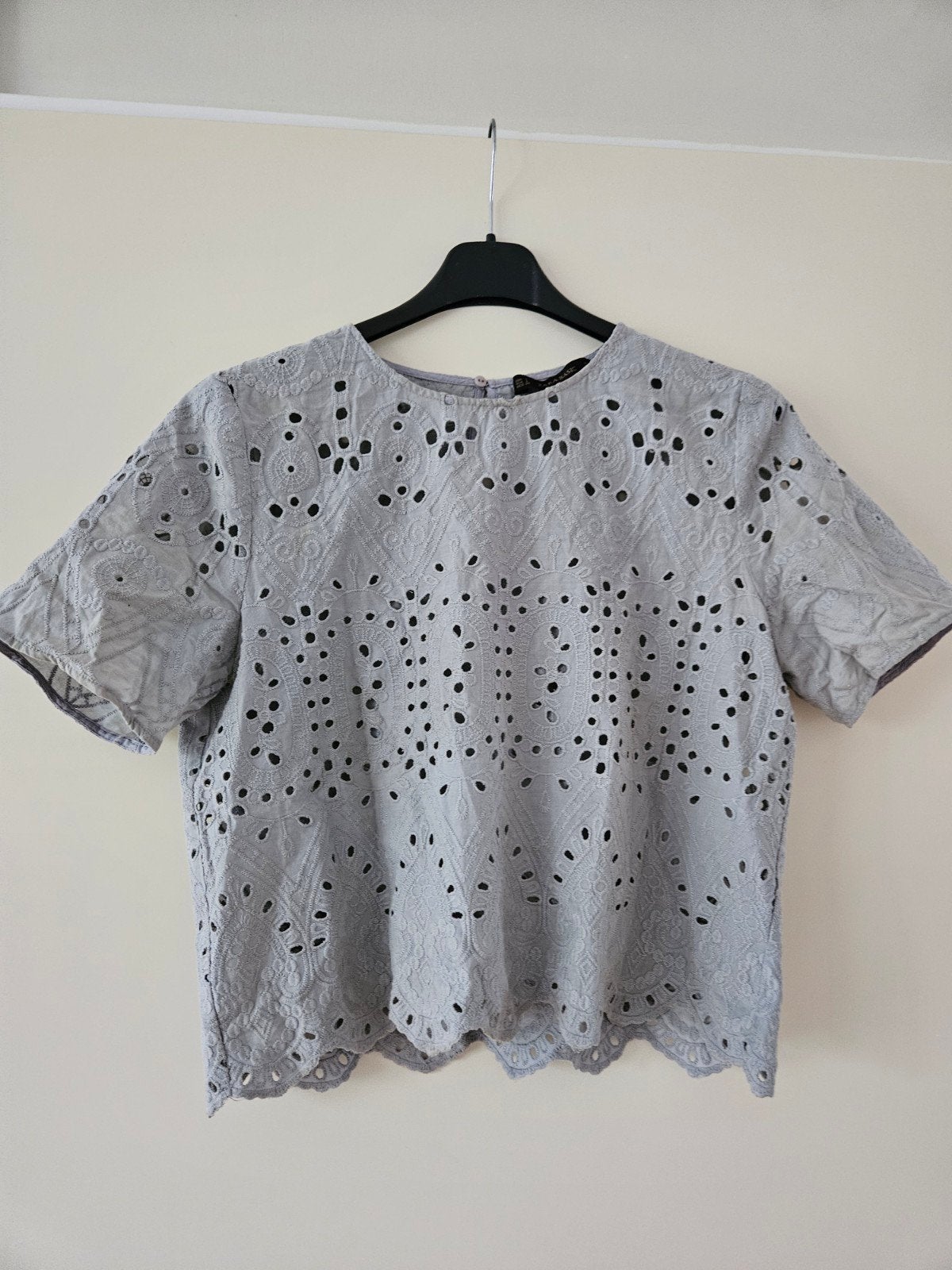 Zgan superleuke broderie blouse Zara mt L, Ophalen of Verzenden, Zo goed als nieuw, Maat 38/40 (M)