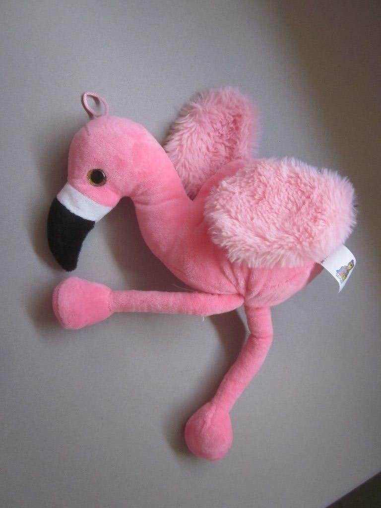 Jafri Toys roze superzacht pluche Flamingo knuffel glitterog, Overige merken, Overige karakters, Ophalen of Verzenden, Zo goed als nieuw