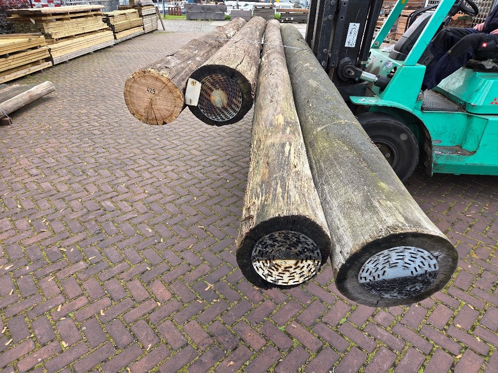 Gebruikte hardhouten ronde palen onbehandeld - nr: HB429, Tuin en Terras, Ophalen, Gebruikt, 250 cm of meer, Palen