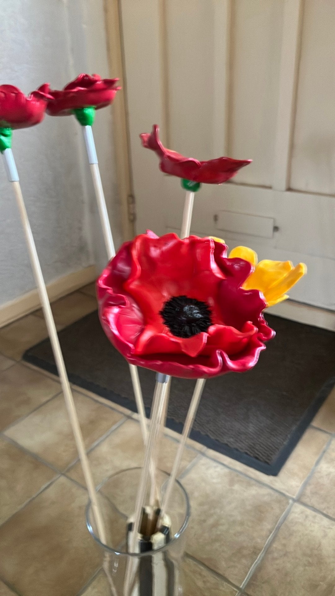 Tuinsteker, klaproos, bloem , vlinder , tuindecoratie, Ophalen of Verzenden, Nieuw