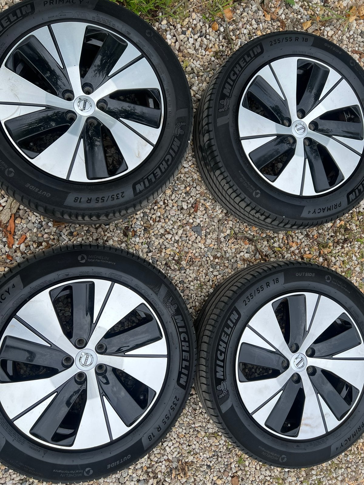 Set van 4 Michelin Primacy 4 banden met velgen 235/55 R18, Ophalen, 18 inch, Gebruikt, Banden en Velgen
