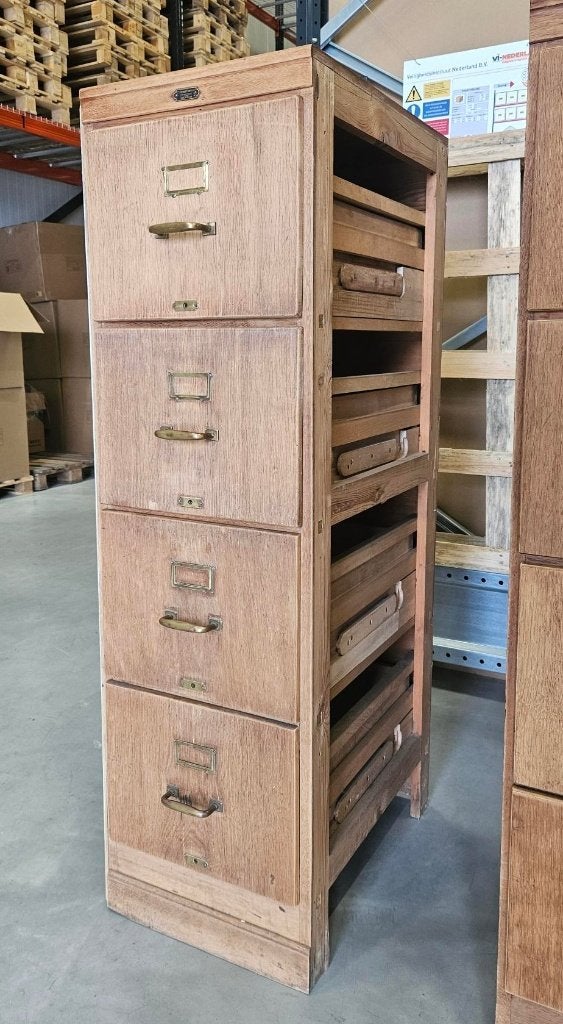 Houten Ladekasten Eiken Fineer Antiek Vintage Mappenkast Oud, Antiek en Kunst, Ophalen