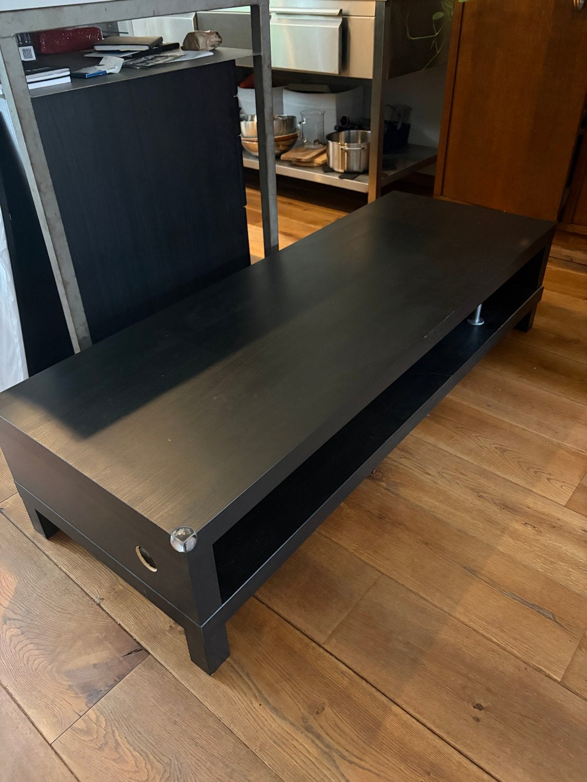Zwart TV-meubel met opbergruimte, Ophalen, Gebruikt, 100 tot 150 cm, Minder dan 100 cm