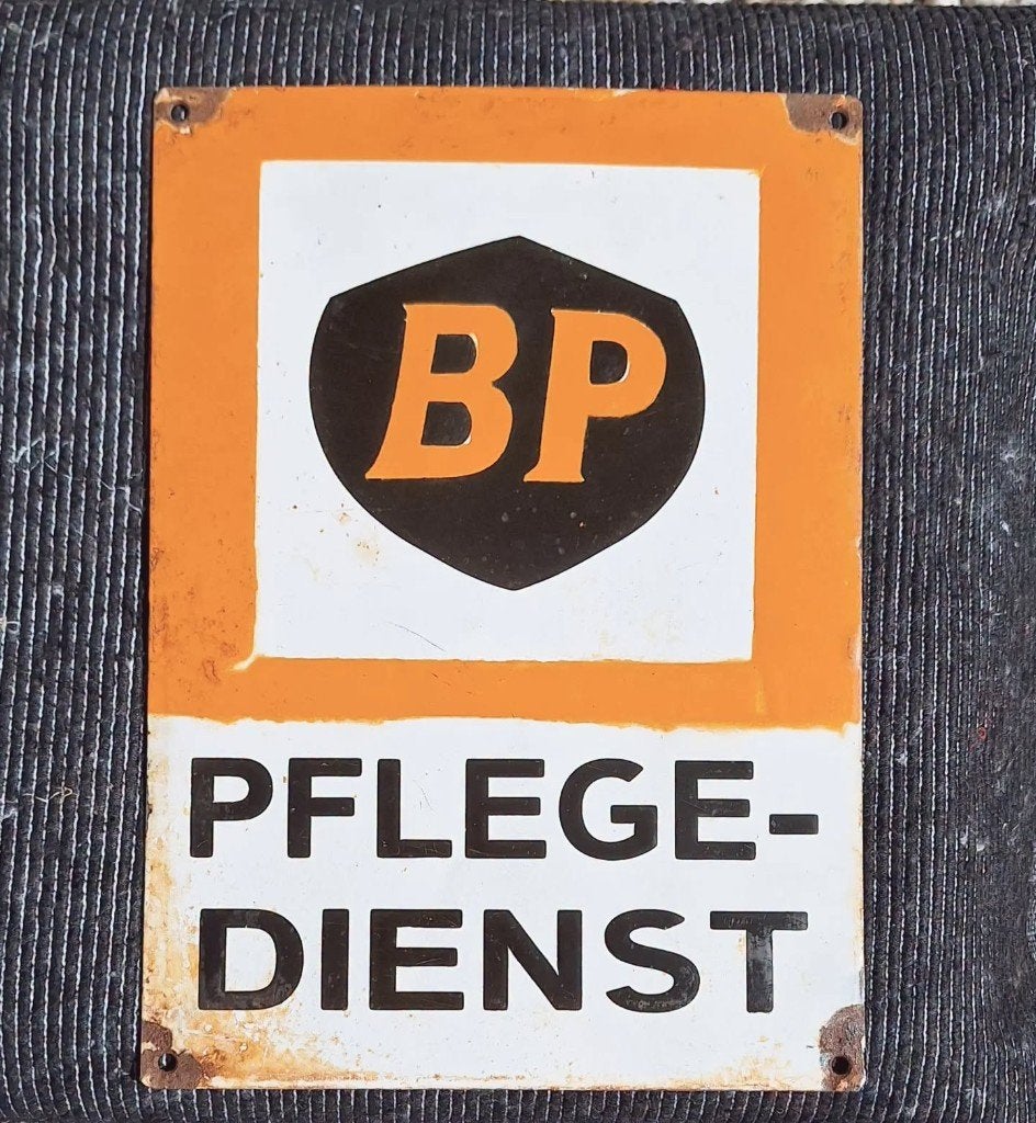 Emaille reclamebord van het Britse oliebedrijf BP️⛽️, Reclamebord, Gebruikt, ., Ophalen of Verzenden