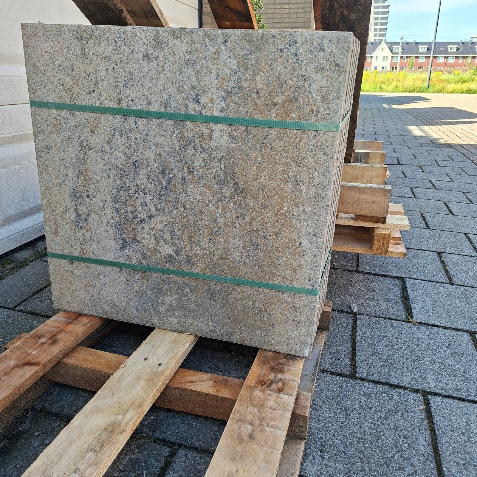 Nieuwe terrastegels 7 st 60x60 cm  en 8 opsluitbanden, Tuin en Terras, Tegels en Klinkers, Nieuw, Terrastegels, Beton, Minder dan 5 m²