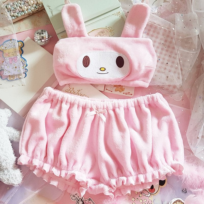 Roze Kawaii Lingerie Setje Furry Pluche Japans Sexy Cosplay, Kleding | Dames, Verzenden, Roze, Setje