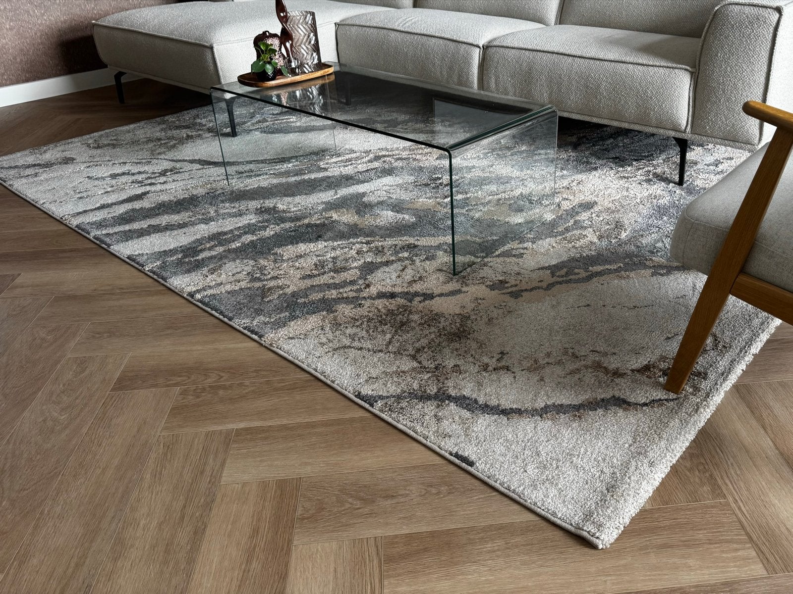 Vloerkleed Darwin Kwantum 200x290cm - Zo goed als nieuw, Ophalen, Zo goed als nieuw, 200 cm of meer, Grijs