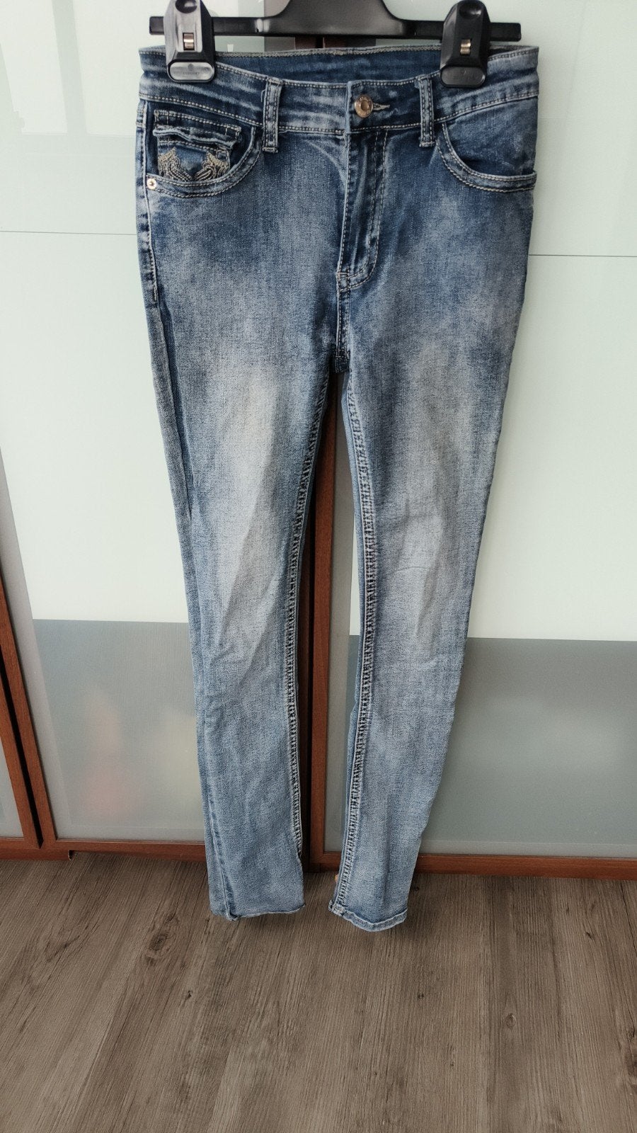 spijkerbroek S, Ophalen of Verzenden, Zo goed als nieuw, Blauw, W28 - W29 (confectie 36)