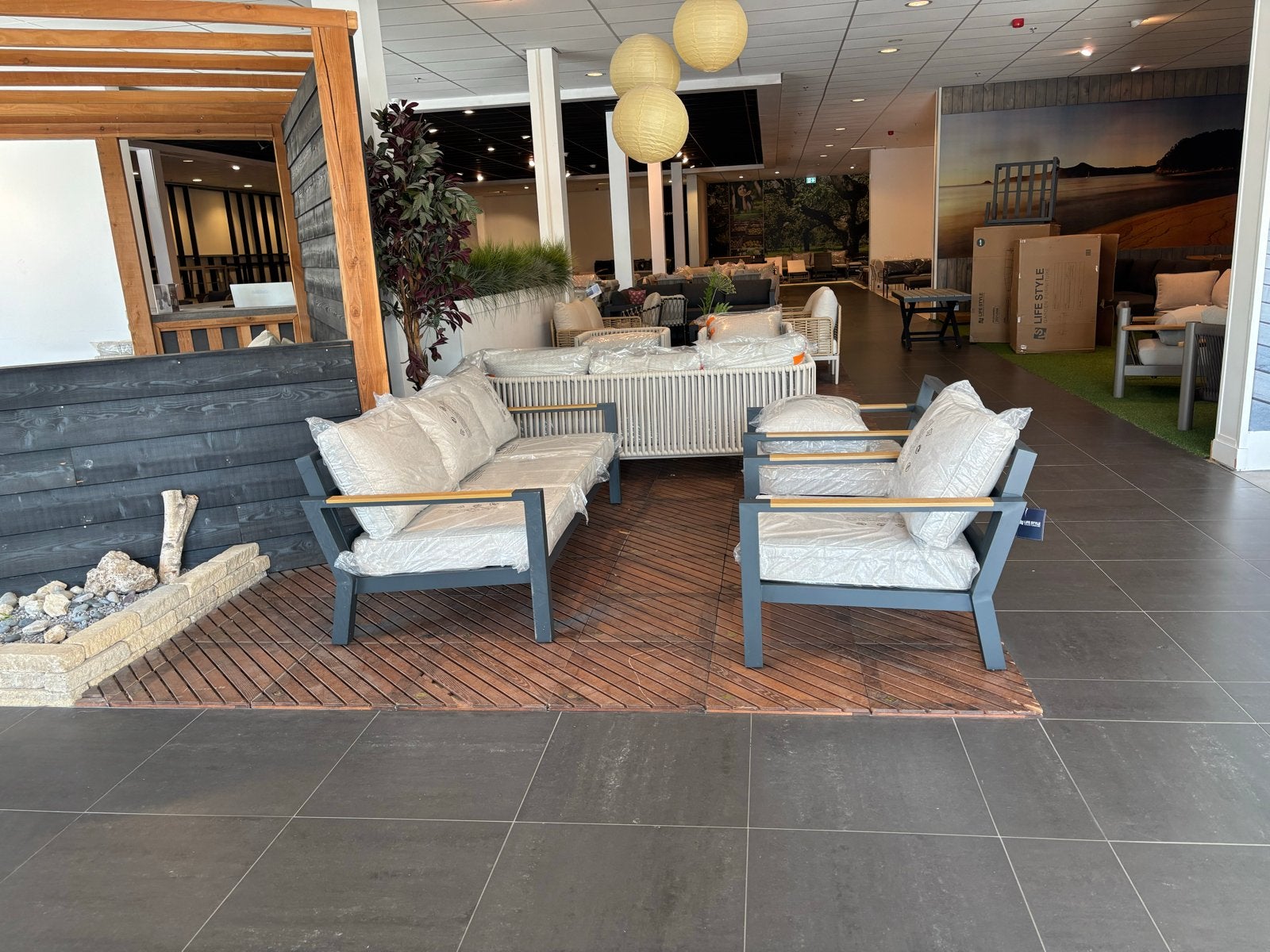 Moderne Loungeset met Aluminium Frame en Kussens, Tuin en Terras, Ophalen, 4 zitplaatsen, Loungeset, Bank