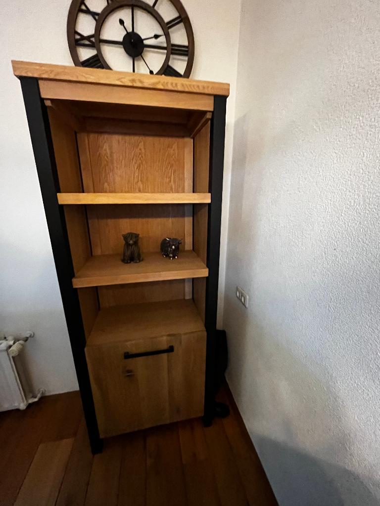 Eikenhouten boekenkast Santos, Huis en Inrichting, Kasten | Boekenkasten, Ophalen, Met deur(en), 50 tot 100 cm, Zo goed als nieuw