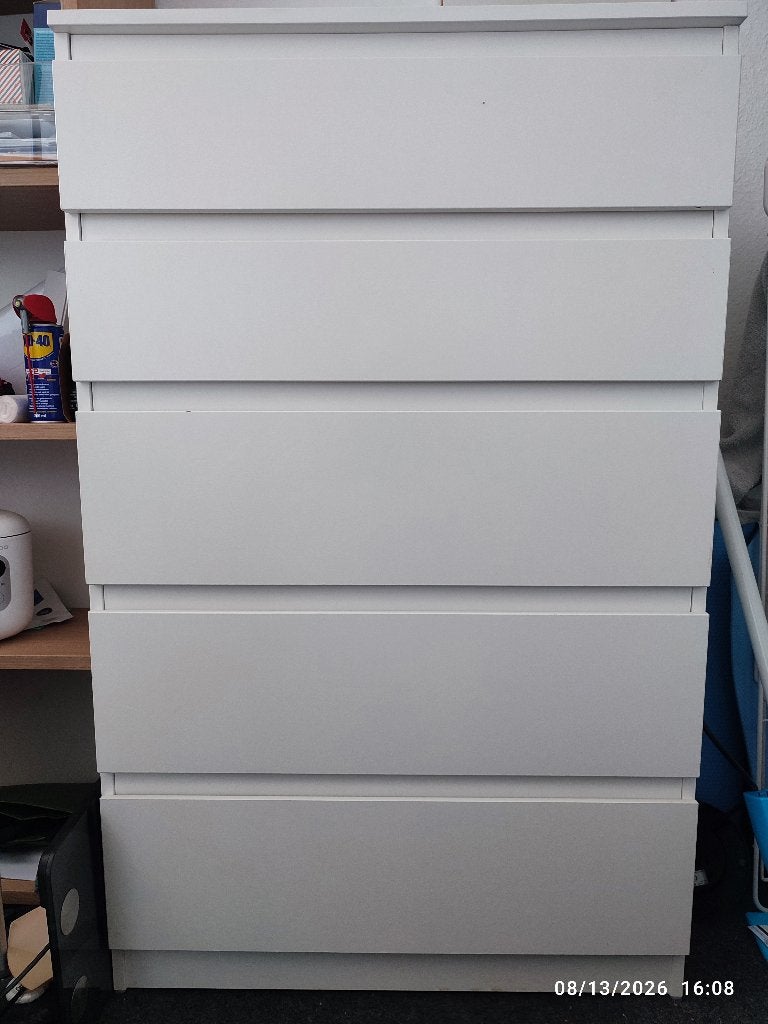 Witte ladekast met 5 lades | white drawer, Huis en Inrichting, Kasten | Kledingkasten, Ophalen, 100 tot 150 cm, 50 tot 100 cm