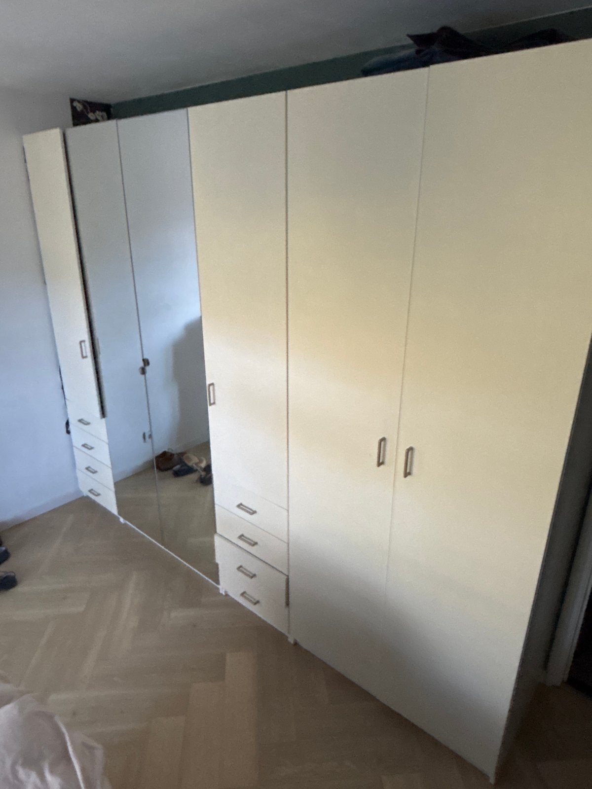 Pax ikea kledingkast met spiegeldeuren en lades t.e.a.b, Ophalen, Gebruikt, 200 cm of meer, Met lade(s)