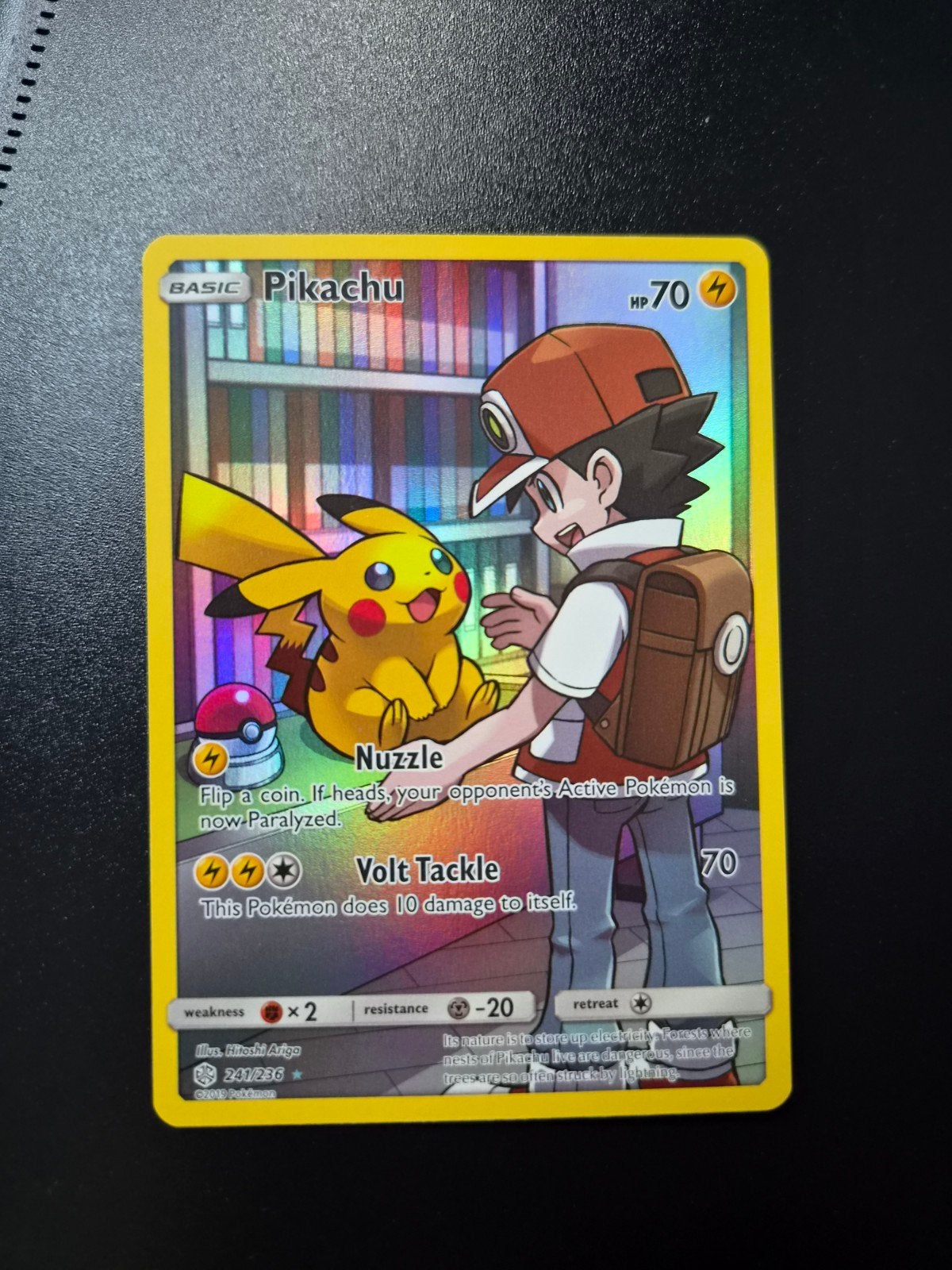 Pikachu 241 Pokemon Cosmic Eclips Illustration rare, Ophalen of Verzenden, Zo goed als nieuw, Booster, Foil