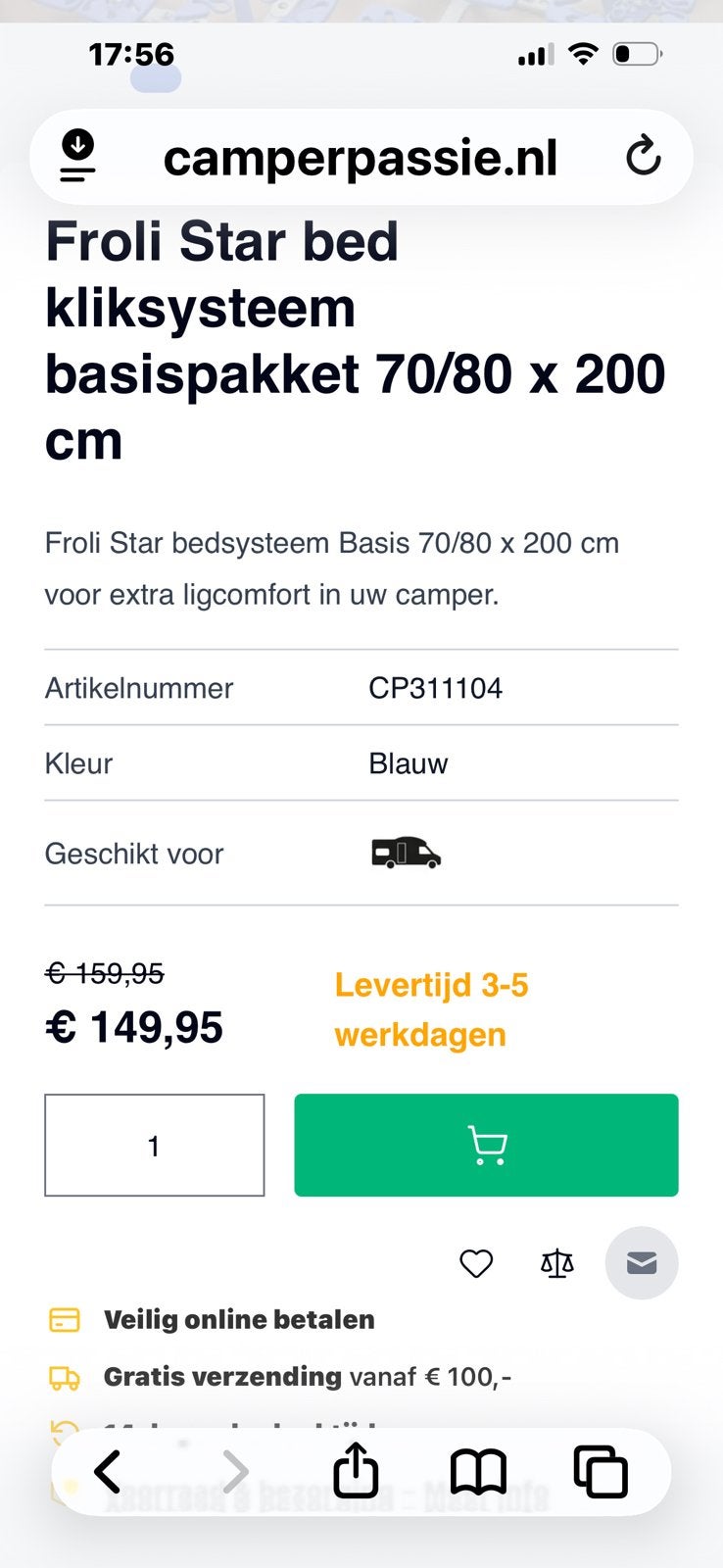 Schotel bed bodem, Caravans en Kamperen, Ophalen of Verzenden, Nieuw
