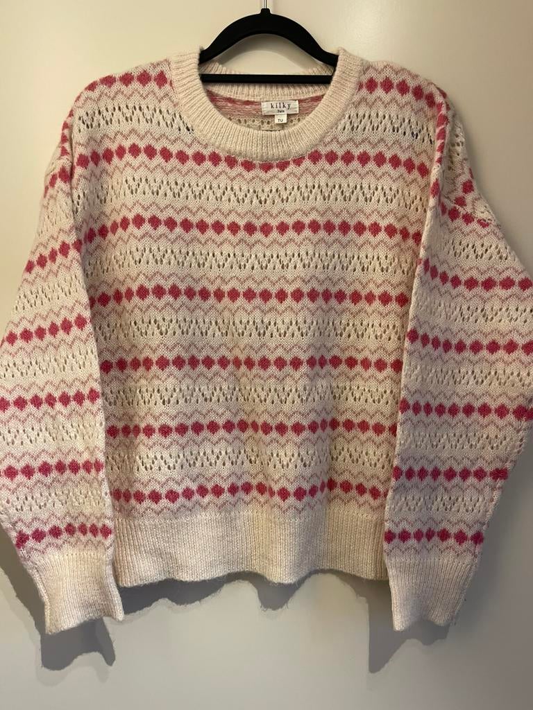 Kilky leuke gebreide trui maat L, Kleding | Dames, Truien en Vesten, Ophalen of Verzenden, Zo goed als nieuw, Maat 42/44 (L), Beige