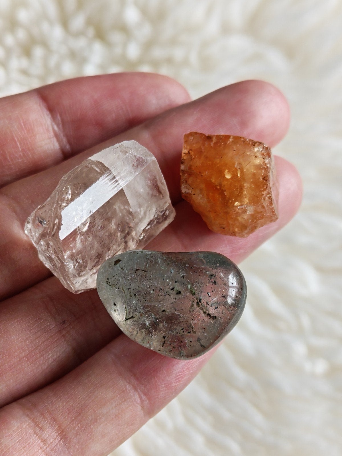 Set van 3 Topaas Kristallen Edelstenen, Ophalen of Verzenden, Mineraal