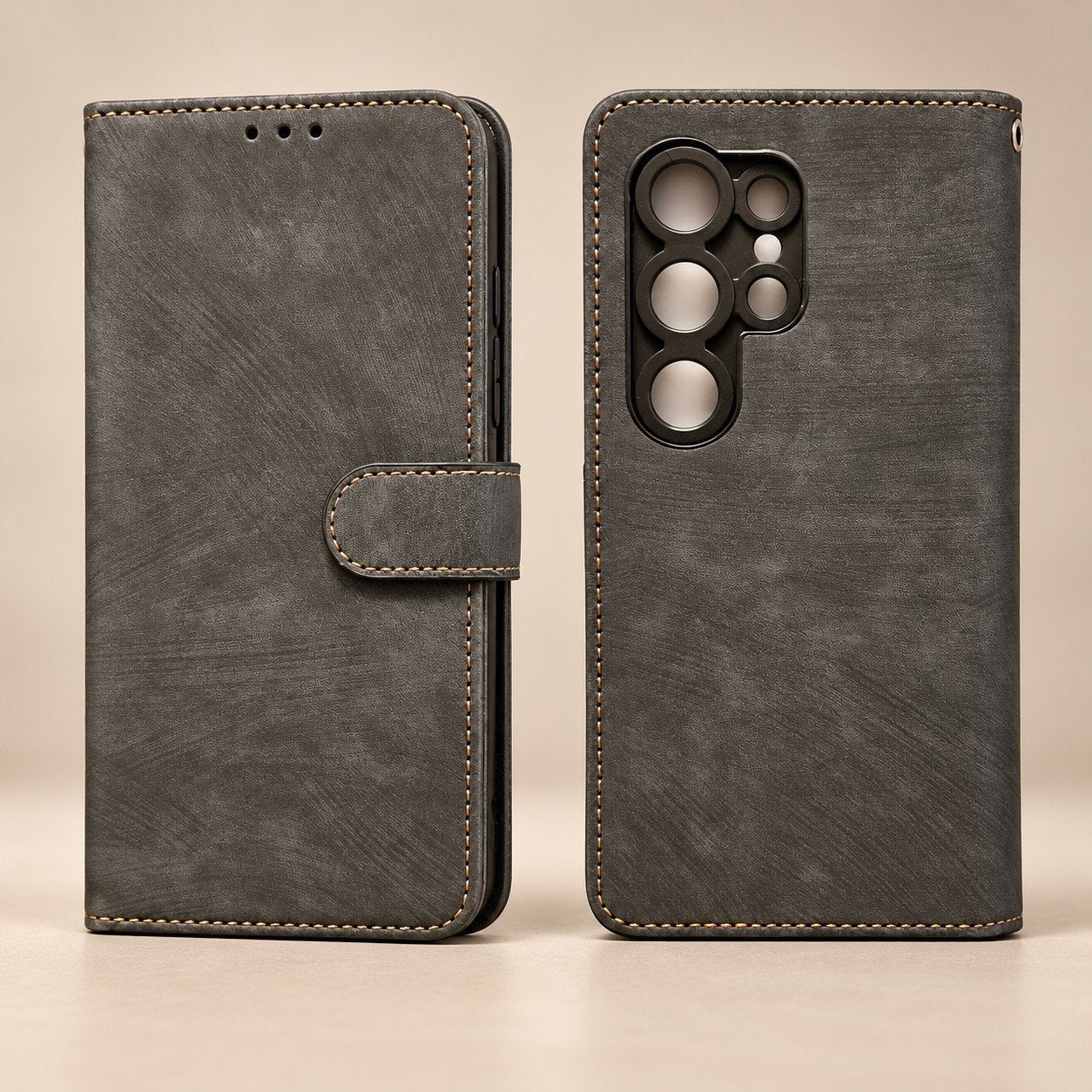Samsung Galaxy S22 Ultra Bookcase Hoesje Zwart/Grijs