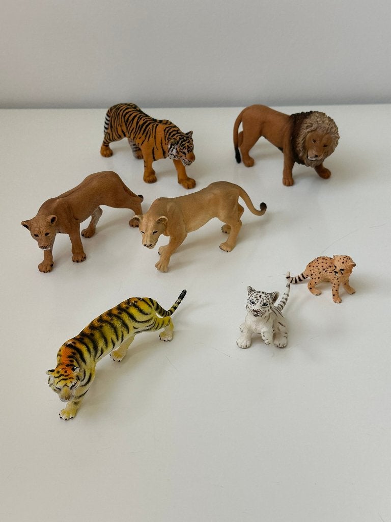 Schleich leeuwen en tijgers, 7 stuks, Ophalen of Verzenden, Zo goed als nieuw, Wild dier, Beeldje of Figuurtje