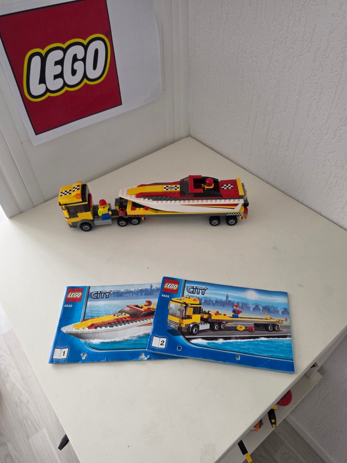 Lego City Speedboot Transport 4643 compleet met instructies, Lego, Inclusief instructies, Ophalen of Verzenden, Complete set