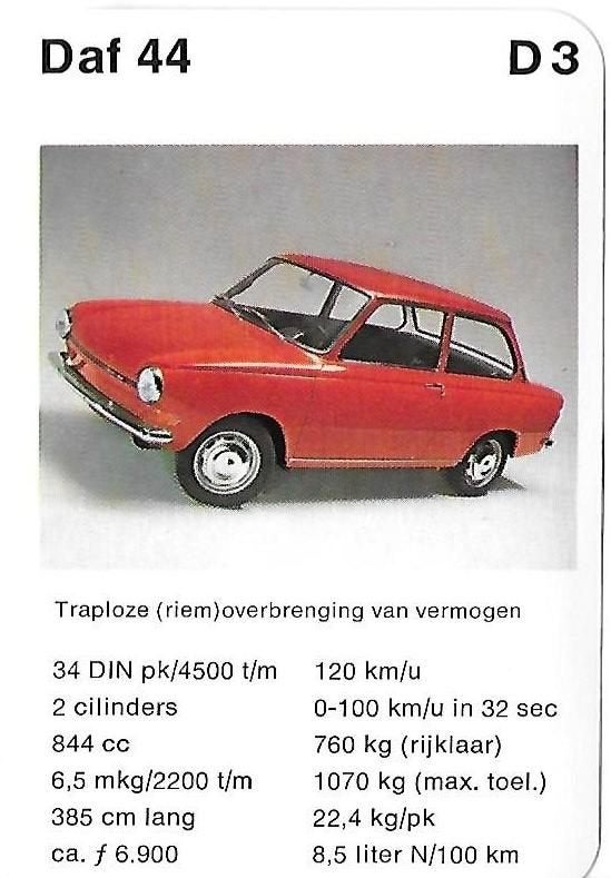 Kw15 autokaartje D3 --  daf 44, Ophalen of Verzenden, Zo goed als nieuw, Auto's