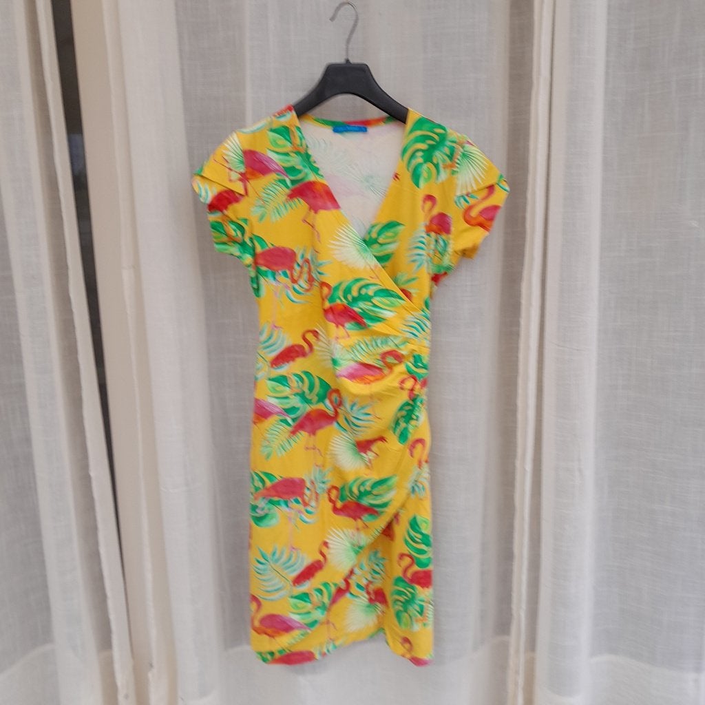 lien en giel buenos aires jurk geel flamingo mt L, Maat 38/40 (M), Geel, Lien en giel, Ophalen of Verzenden