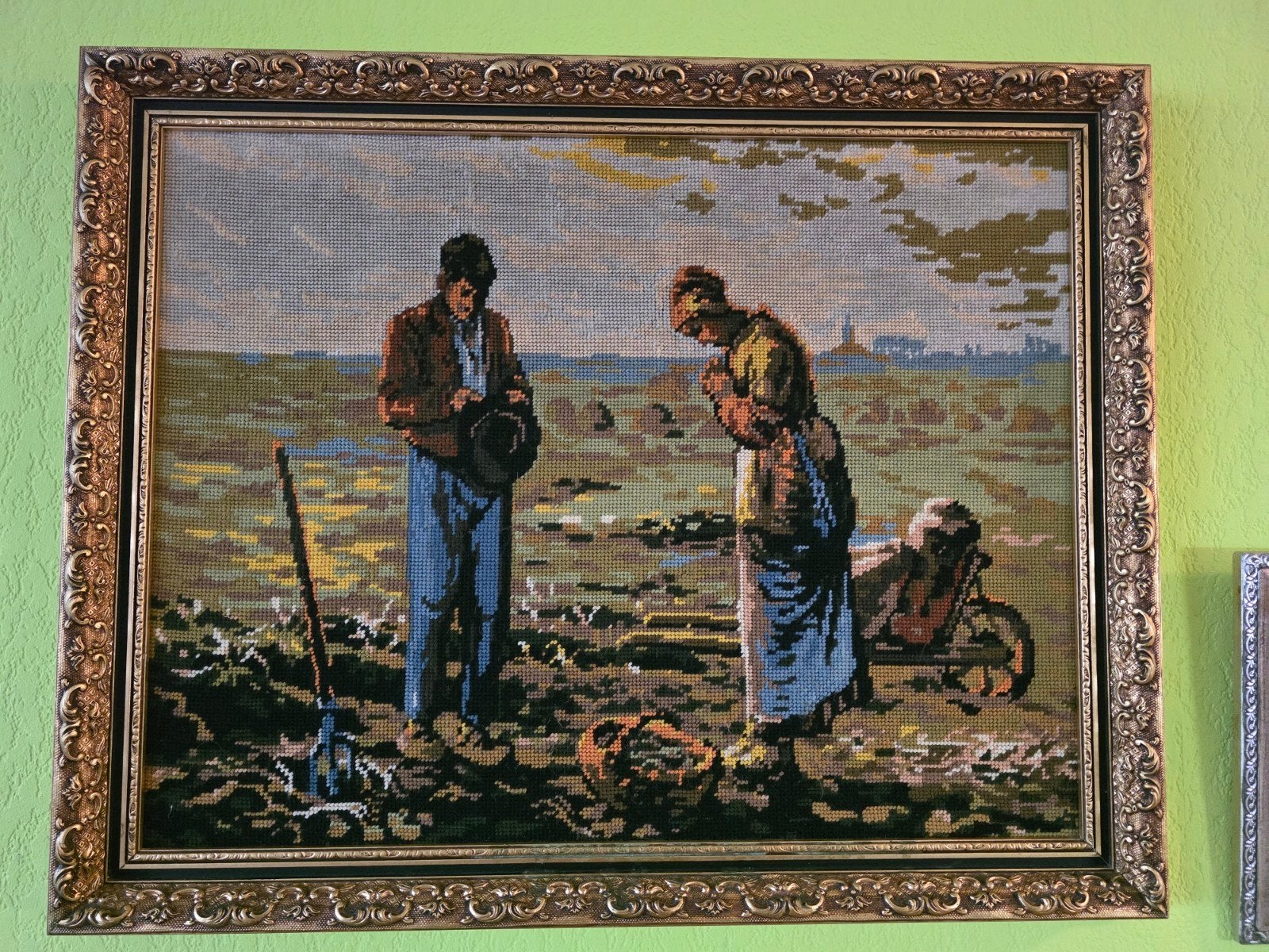 Handgemaakt gobelin-borduurwerk – L’Angélus van Millet, Ophalen