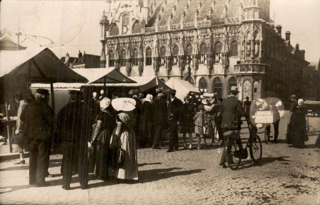 Middelburg - Fotokaart - Markt -, Ophalen of Verzenden, Voor 1920, Gelopen, Zeeland