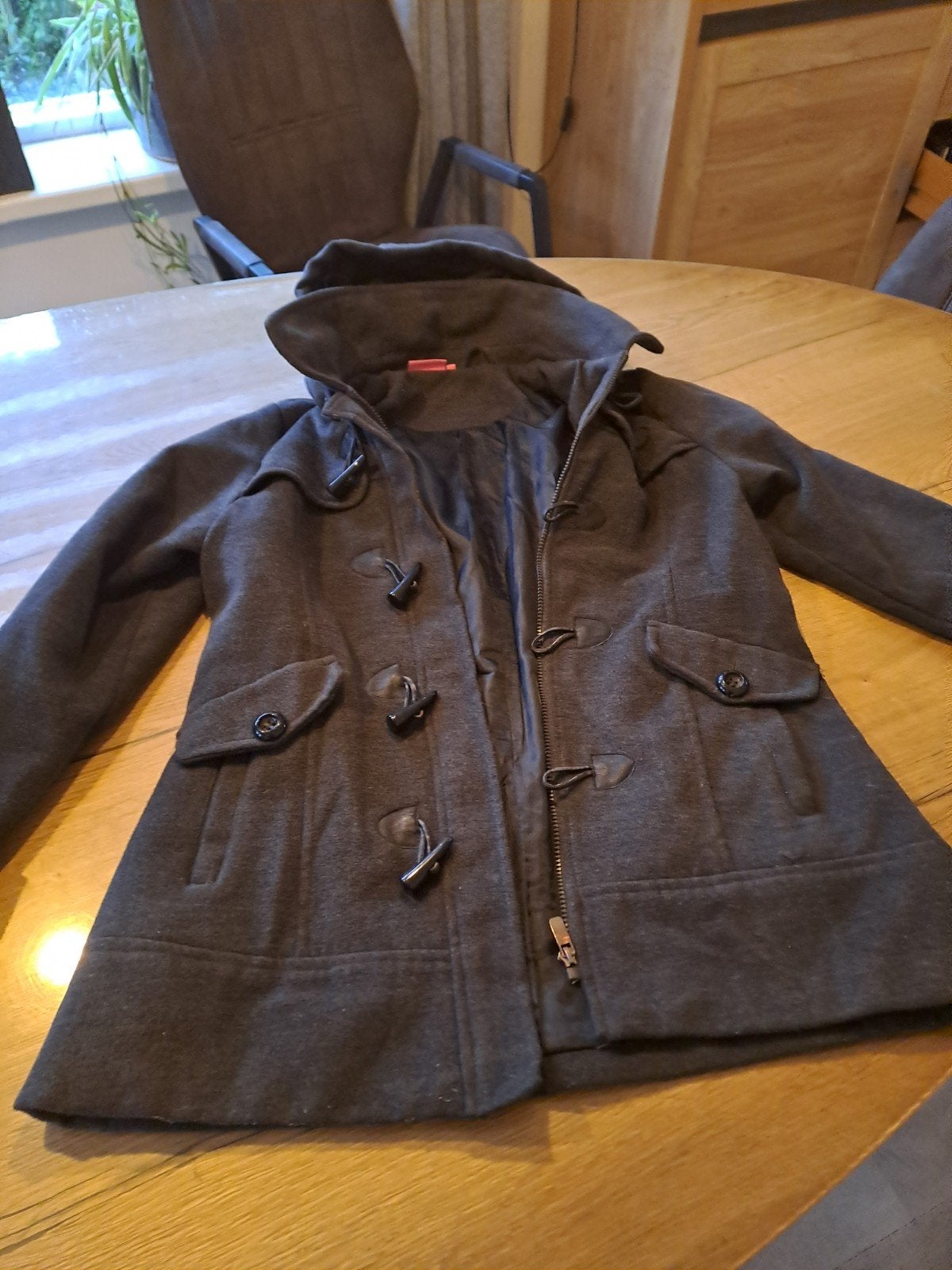 Kangol dames winterjas maat 16 (M/L), Maat 38/40 (M), Ophalen of Verzenden, Grijs, Gedragen