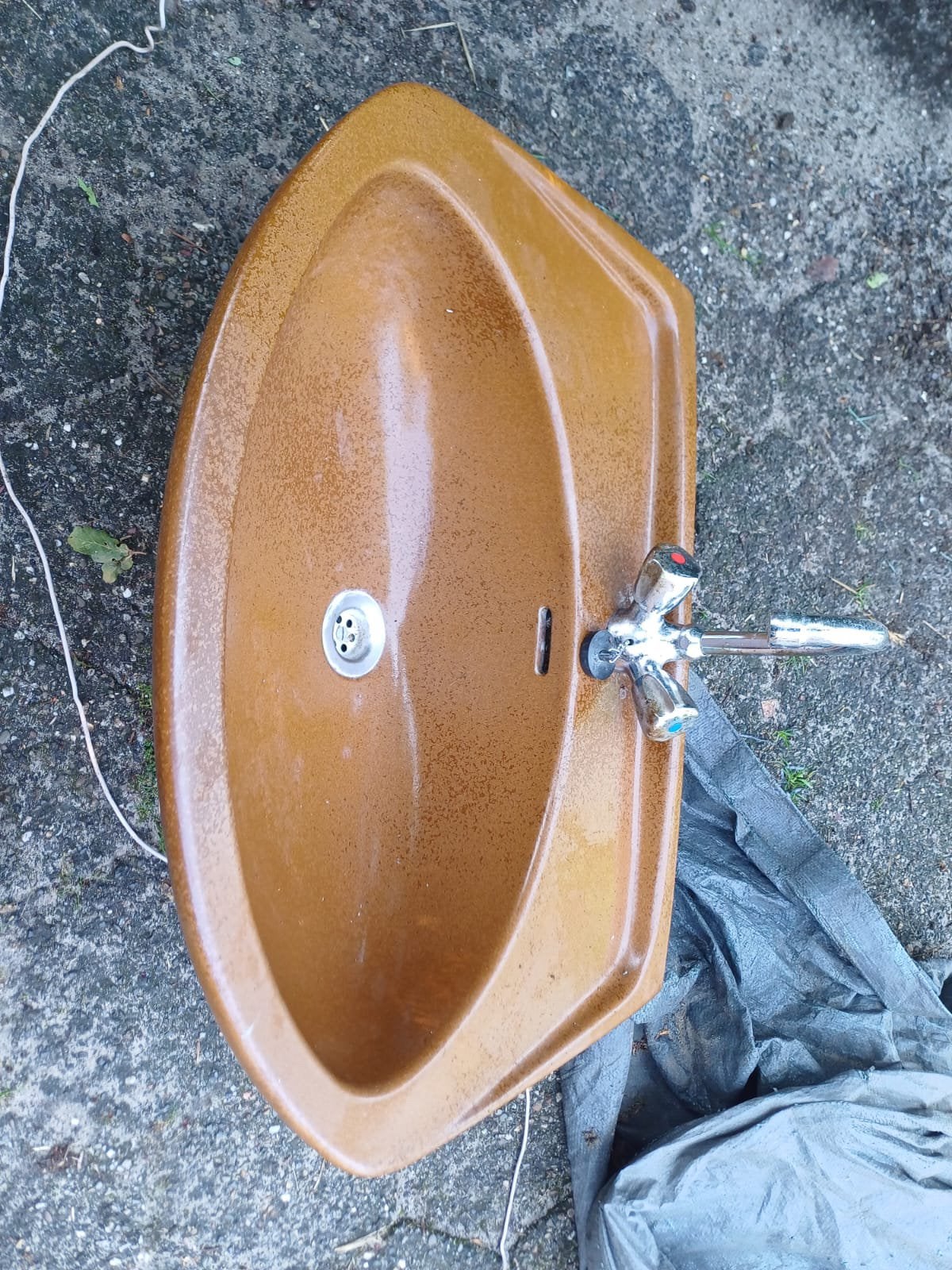 Vintage wasbak, Tuin en Terras, Bloembakken en Plantenbakken, Ophalen, Minder dan 30 cm, Rond, Zo goed als nieuw