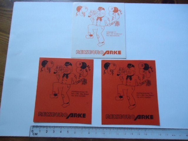 sticker oud Carnaval Oeteldonk den bosch Arke reizen buro 3x, Verzenden, Zo goed als nieuw, Bedrijf of Vereniging