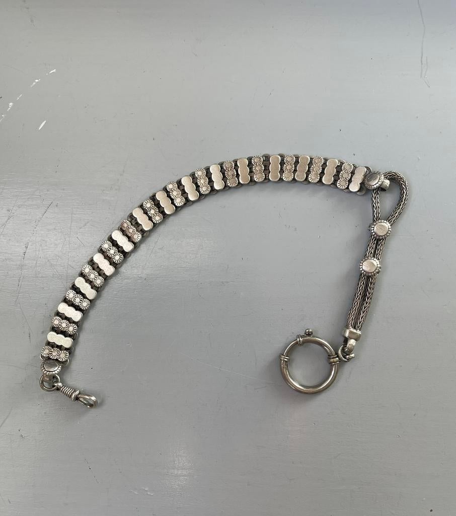 Horlogeketting, antiek zilver van rond 1900, Ophalen of Verzenden, Zilver