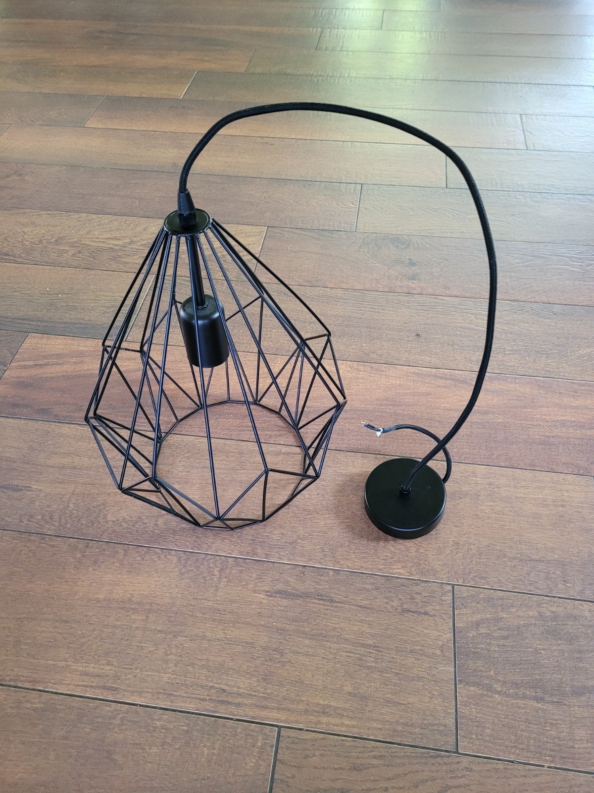 Plafond lamp draadlamp zwart, Ophalen of Verzenden, Zo goed als nieuw, Metaal, Modern